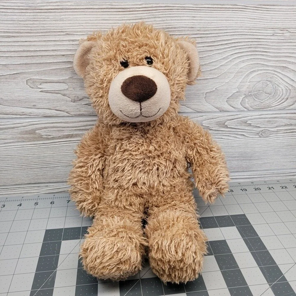 Build A Bear Tan Shaggy‎ Hair Teddy Plush Shaggy Curly Bear Smiling BAB READ